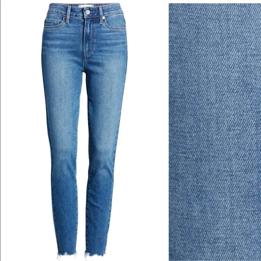 Paige Hoxton Ankle Jeans Women 29‎ Blue High Rise Raw Hem Skinny Stretch Denim